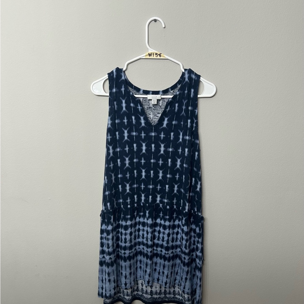 Women’s Pure Jill Blue Tie Dye Sleeveless Tunic Top Petite Medium